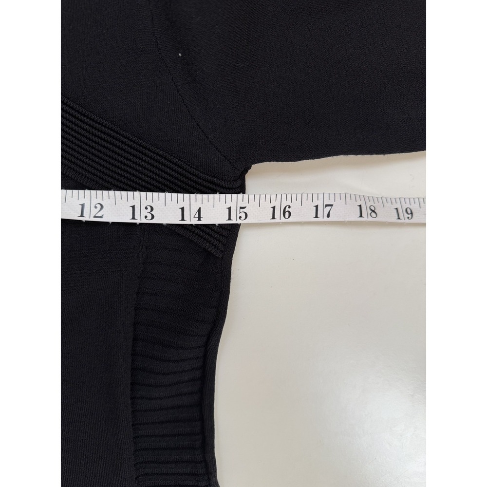 Shoshana Dress Black Knit w/‎ Metal Chain Detail on Sleeves Size S Party Edgy - Picture 10 of 11